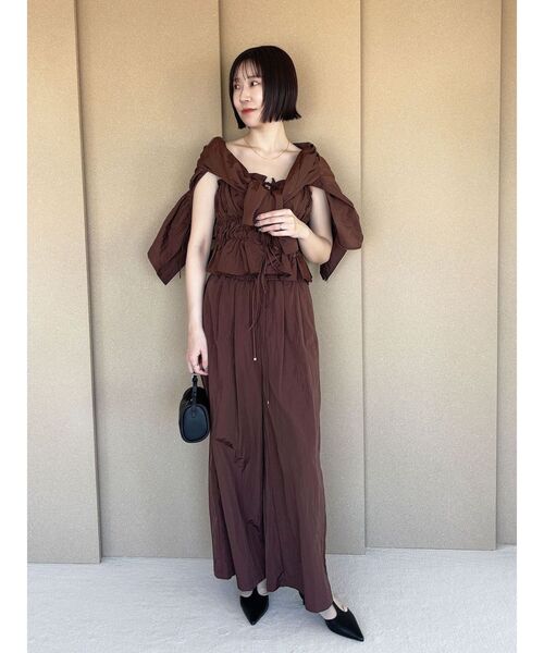 LAGUNAMOON(ラグナムーン)の「ギャザーペプラムキャミソール ビスチェ レイヤードトップス セットアップ(キャミソール・レディース・ブラウン/ピンク/アイボリー・FREE)」の10枚目の写真