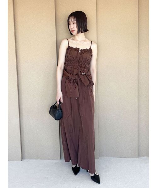 LAGUNAMOON(ラグナムーン)の「ギャザーペプラムキャミソール ビスチェ レイヤードトップス セットアップ(キャミソール・レディース・ブラウン/ピンク/アイボリー・FREE)」の12枚目の写真