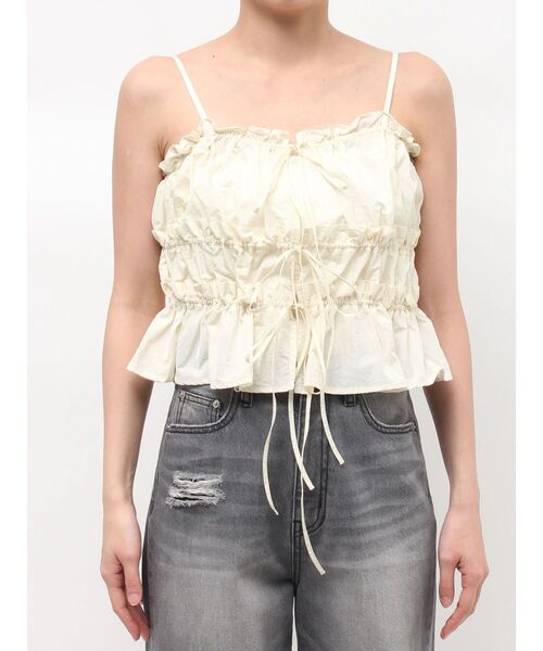 LAGUNAMOON(ラグナムーン)の「ギャザーペプラムキャミソール ビスチェ レイヤードトップス セットアップ(キャミソール・レディース・ブラウン/ピンク/アイボリー・FREE)」の15枚目の写真