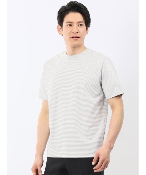 TAKA-Q(タカキュー)の「Tシャツ メンズ 半袖 ストレッチ 接触冷感 抗菌防臭 UV 綿 コットン ボーダー シルケット スムス クルーネック ドレスT(Tシャツ/カットソー・メンズ・ネイビー/ライトグレー・MEDIUM/S/LARGE/X-LARGE)」の4枚目の写真