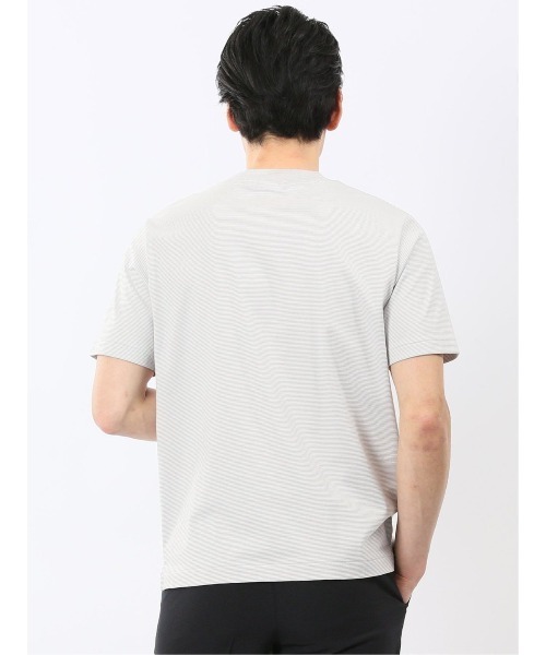 TAKA-Q(タカキュー)の「Tシャツ メンズ 半袖 ストレッチ 接触冷感 抗菌防臭 UV 綿 コットン ボーダー シルケット スムス クルーネック ドレスT(Tシャツ/カットソー・メンズ・ネイビー/ライトグレー・MEDIUM/S/LARGE/X-LARGE)」の5枚目の写真