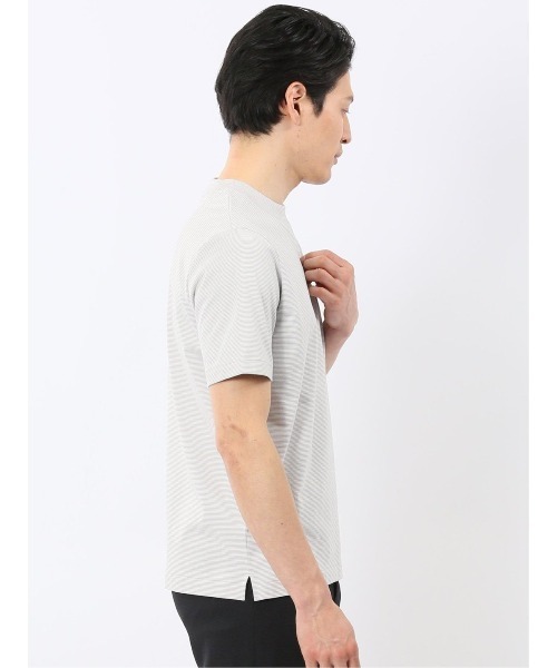 TAKA-Q(タカキュー)の「Tシャツ メンズ 半袖 ストレッチ 接触冷感 抗菌防臭 UV 綿 コットン ボーダー シルケット スムス クルーネック ドレスT(Tシャツ/カットソー・メンズ・ネイビー/ライトグレー・MEDIUM/S/LARGE/X-LARGE)」の6枚目の写真