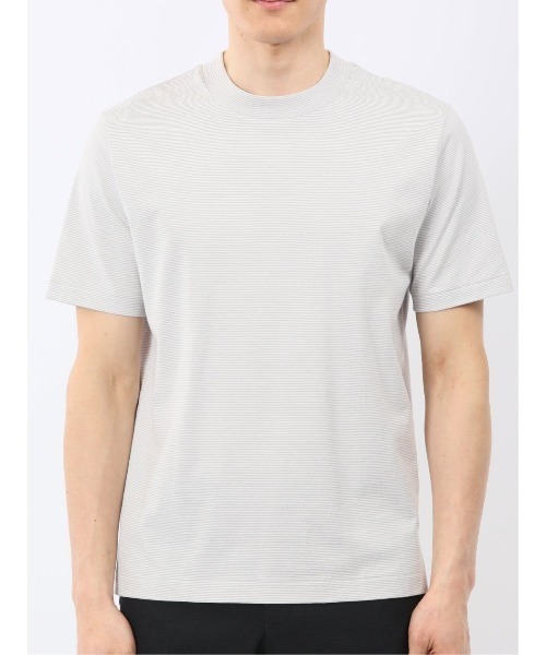 TAKA-Q(タカキュー)の「Tシャツ メンズ 半袖 ストレッチ 接触冷感 抗菌防臭 UV 綿 コットン ボーダー シルケット スムス クルーネック ドレスT(Tシャツ/カットソー・メンズ・ネイビー/ライトグレー・MEDIUM/S/LARGE/X-LARGE)」の8枚目の写真