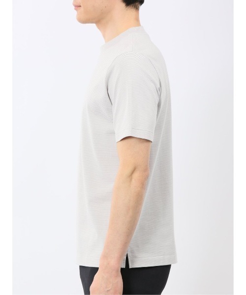 TAKA-Q(タカキュー)の「Tシャツ メンズ 半袖 ストレッチ 接触冷感 抗菌防臭 UV 綿 コットン ボーダー シルケット スムス クルーネック ドレスT(Tシャツ/カットソー・メンズ・ネイビー/ライトグレー・MEDIUM/S/LARGE/X-LARGE)」の9枚目の写真
