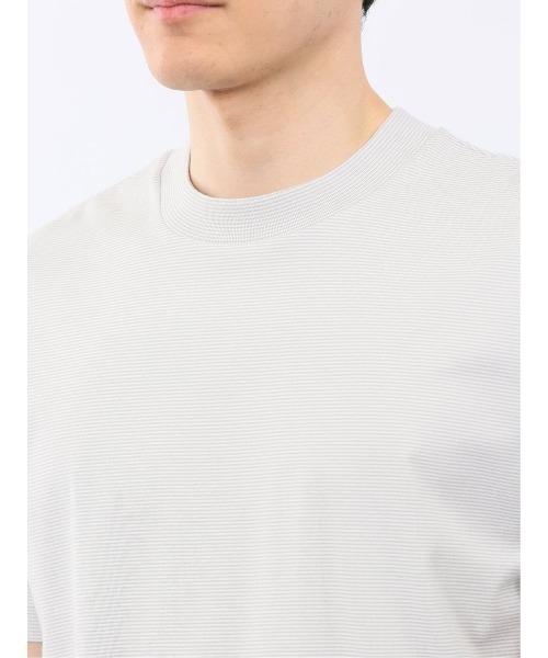 TAKA-Q(タカキュー)の「Tシャツ メンズ 半袖 ストレッチ 接触冷感 抗菌防臭 UV 綿 コットン ボーダー シルケット スムス クルーネック ドレスT(Tシャツ/カットソー・メンズ・ネイビー/ライトグレー・MEDIUM/S/LARGE/X-LARGE)」の11枚目の写真