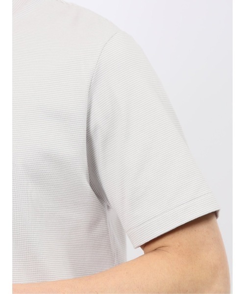 TAKA-Q(タカキュー)の「Tシャツ メンズ 半袖 ストレッチ 接触冷感 抗菌防臭 UV 綿 コットン ボーダー シルケット スムス クルーネック ドレスT(Tシャツ/カットソー・メンズ・ネイビー/ライトグレー・MEDIUM/S/LARGE/X-LARGE)」の12枚目の写真