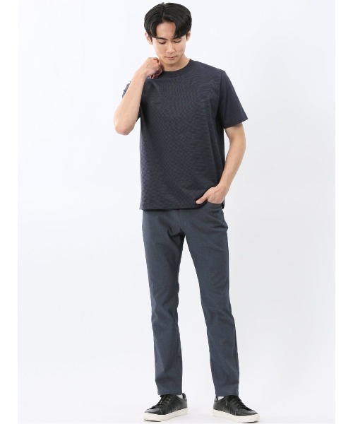 TAKA-Q(タカキュー)の「Tシャツ メンズ 半袖 ストレッチ 接触冷感 抗菌防臭 UV 綿 コットン ボーダー シルケット スムス クルーネック ドレスT(Tシャツ/カットソー・メンズ・ネイビー/ライトグレー・MEDIUM/S/LARGE/X-LARGE)」の17枚目の写真
