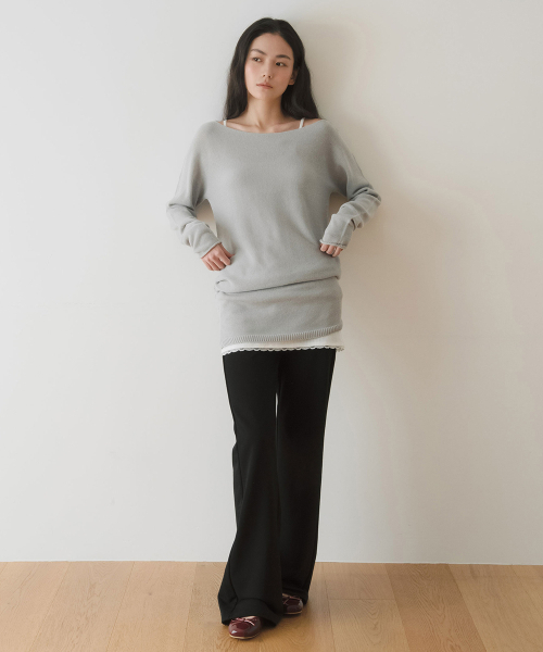 YEARNING(イヤニング)の「LACE BANDING JERSEY PANTS, BLACK(スウェットパンツ・レディース・その他・FREE)」の1枚目の写真