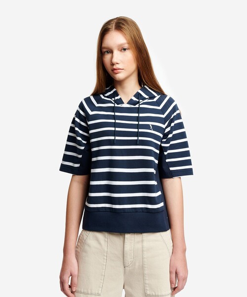 AIGLE(エーグル)の「UVカット フレンチテリースウェットフーディ(パーカー・レディース・ダークネイビー・38/36)」の5枚目の写真