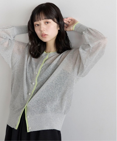 pocket(ポケット)の「配色レイヤードシアーカーデ(カーディガン/ボレロ・レディース・ブルー/オフホワイト/ブラック/グレー・FREE)」の3枚目の写真