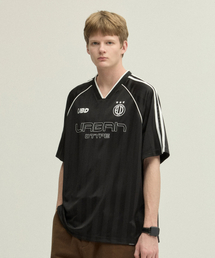 レトロストライプサッカージャージTシャツ_ブラック