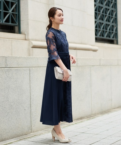 nissen(ニッセン)の「パイピングデザインチュール刺繍ワンピースドレス(ドレス・レディース・ネイビー/ブルーグレー・L/M/5L/4L/3L/LL)」の19枚目の写真