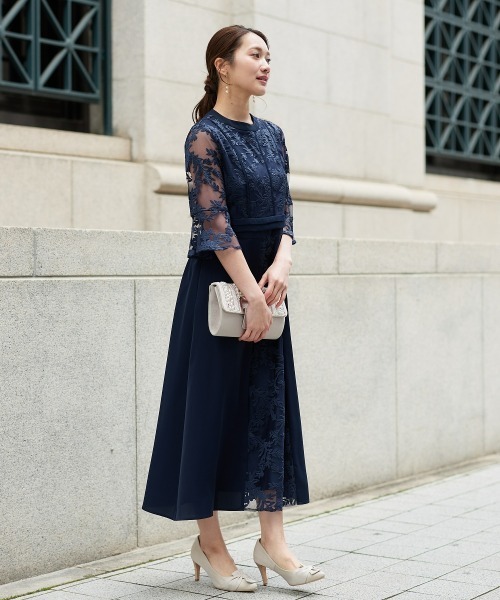 nissen(ニッセン)の「パイピングデザインチュール刺繍ワンピースドレス(ドレス・レディース・ネイビー/ブルーグレー・L/M/5L/4L/3L/LL)」の20枚目の写真