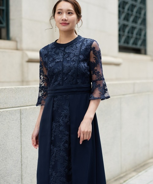 nissen(ニッセン)の「パイピングデザインチュール刺繍ワンピースドレス(ドレス・レディース・ネイビー/ブルーグレー・L/M/5L/4L/3L/LL)」の22枚目の写真