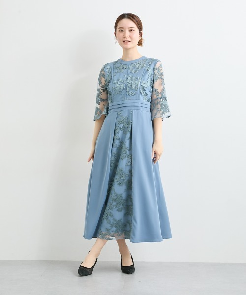 nissen(ニッセン)の「パイピングデザインチュール刺繍ワンピースドレス(ドレス・レディース・ネイビー/ブルーグレー・L/M/5L/4L/3L/LL)」の3枚目の写真