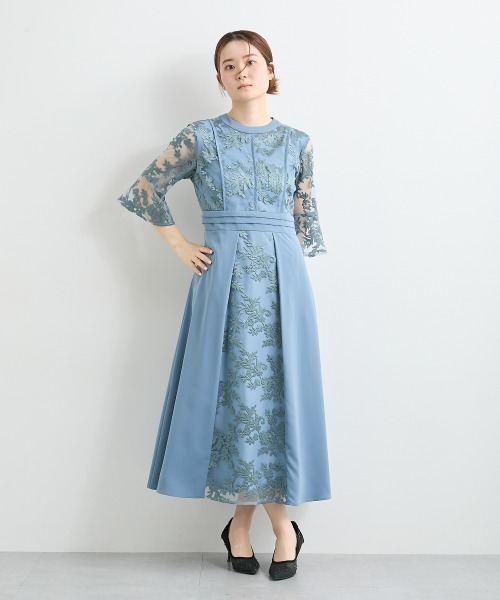 nissen(ニッセン)の「パイピングデザインチュール刺繍ワンピースドレス(ドレス・レディース・ネイビー/ブルーグレー・L/M/5L/4L/3L/LL)」の8枚目の写真