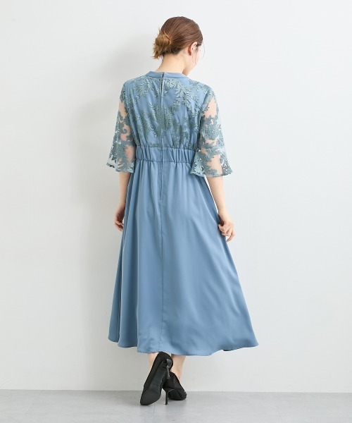nissen(ニッセン)の「パイピングデザインチュール刺繍ワンピースドレス(ドレス・レディース・ネイビー/ブルーグレー・L/M/5L/4L/3L/LL)」の10枚目の写真