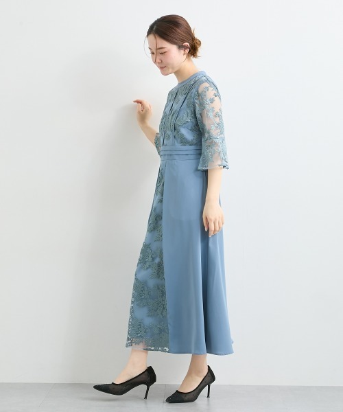 nissen(ニッセン)の「パイピングデザインチュール刺繍ワンピースドレス(ドレス・レディース・ネイビー/ブルーグレー・L/M/5L/4L/3L/LL)」の11枚目の写真