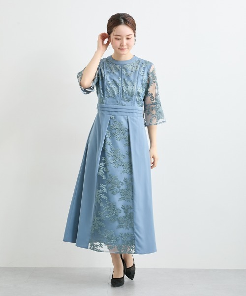 nissen(ニッセン)の「パイピングデザインチュール刺繍ワンピースドレス(ドレス・レディース・ネイビー/ブルーグレー・L/M/5L/4L/3L/LL)」の12枚目の写真