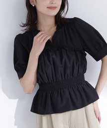NATURAL BEAUTY BASIC | Ｖネックペプラムブラウス(シャツ/ブラウス)