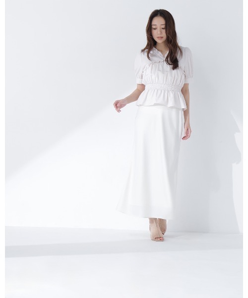 NATURAL BEAUTY BASIC（ナチュラルビューティーベーシック）の「Ｖネックペプラムブラウス（シャツ/ブラウス・レディース・オフホワイト/ライトグリーン/ブラック・ﾌﾘ-）」の10枚目の写真