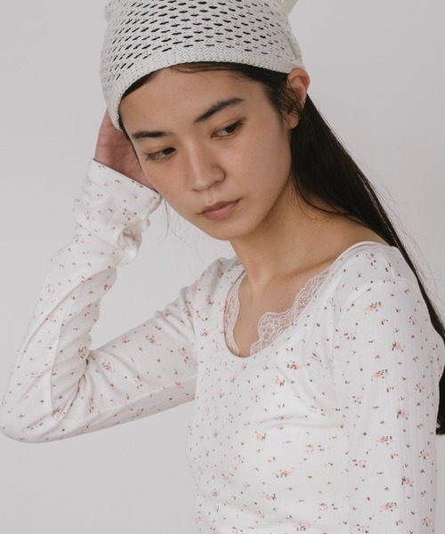 duei(デュイ)の「クロップドデコルテレースロングスリーブトップス(Tシャツ/カットソー・レディース・ライトピンク/ホワイト系その他・FREE)」の3枚目の写真