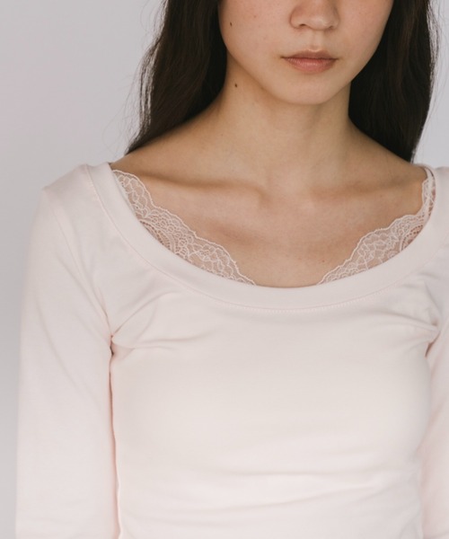 duei(デュイ)の「クロップドデコルテレースロングスリーブトップス(Tシャツ/カットソー・レディース・ライトピンク/ホワイト系その他・FREE)」の18枚目の写真