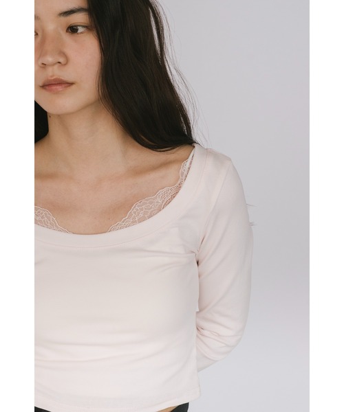 duei(デュイ)の「クロップドデコルテレースロングスリーブトップス(Tシャツ/カットソー・レディース・ライトピンク/ホワイト系その他・FREE)」の21枚目の写真
