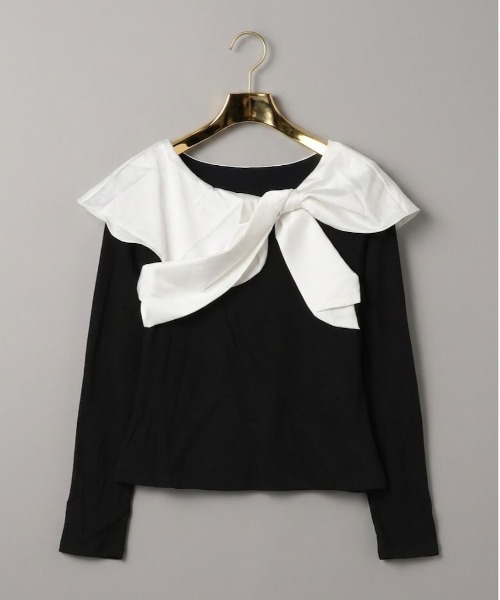 gossip！ロサンゼルス（ゴシップロサンゼルス）の「デコルテリボン ロングスリーブTシャツ（Tシャツ/カットソー・レディース・ホワイト/ブラック・FREE）」の6枚目の写真