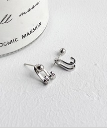 ダブルラインフープボールピアス