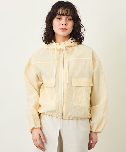 MACKINTOSH PHILOSOPHY（ﾏｯｷﾝﾄｯｼｭ ﾌｨﾛｿﾌｨｰ）の「GREY LABEL シアーフーデッドブルゾン（ブルゾン・レディース・ベージュ/ホワイト・2）」の2枚目の写真
