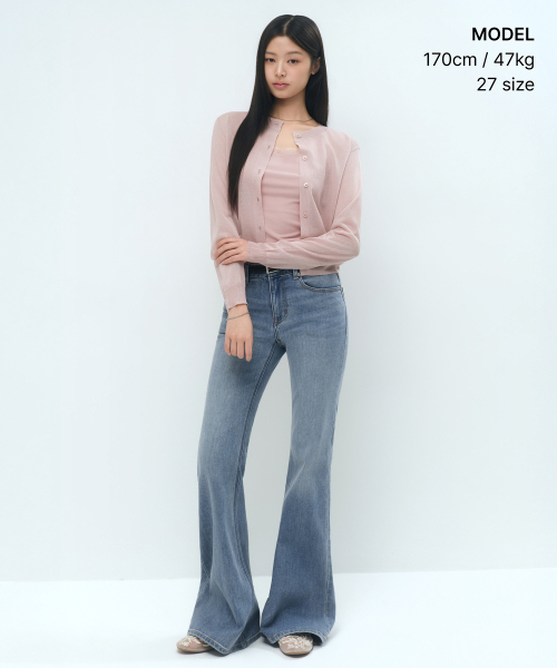 MUSINSA STANDARD WOMAN（ムシンサスタンダードウーマン）の「[クールタンダード] ウィメンズ ローライズ スリムフレア デニムパンツ [ライトインディゴ]（デニムパンツ・レディース・その他・24/25/26/27/28/29/30）」の13枚目の写真