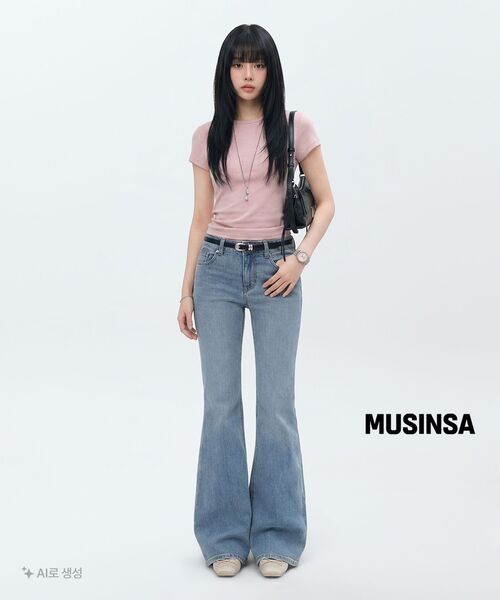MUSINSA STANDARD WOMAN（ムシンサスタンダードウーマン）の「[クールタンダード] ウィメンズ ローライズ スリムフレア デニムパンツ [ライトインディゴ]（デニムパンツ・レディース・その他・24/25/26/27/28/29/30）」の12枚目の写真