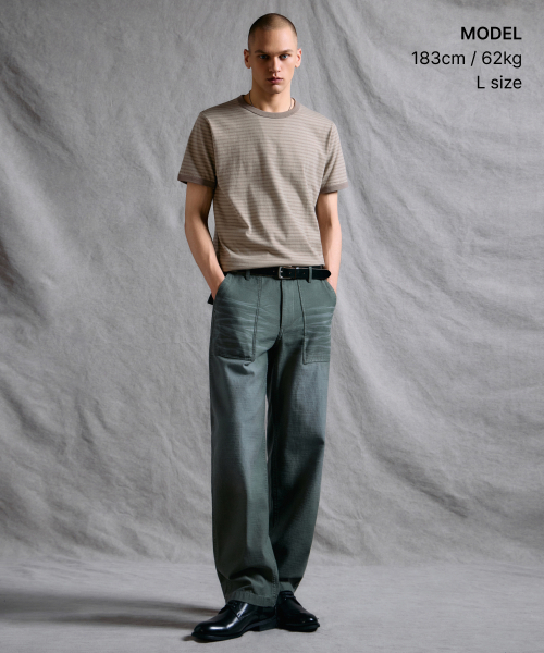 MUSINSA STANDARD（ムシンサスタンダード）の「ダブルストライプリンガーティーシャツ [ベージュ/トープ]（Tシャツ/カットソー・メンズ・その他・SMALL/MEDIUM/LARGE/X-LARGE/2XL/3XL）」の2枚目の写真
