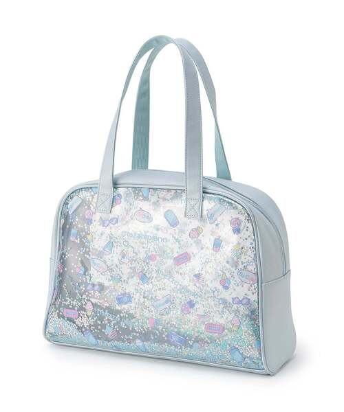 mezzo piano(メゾピアノ)の「キラキラ スイムバッグ(バックパック/リュック・キッズ・サックスブルー/オフホワイト・F)」の1枚目の写真