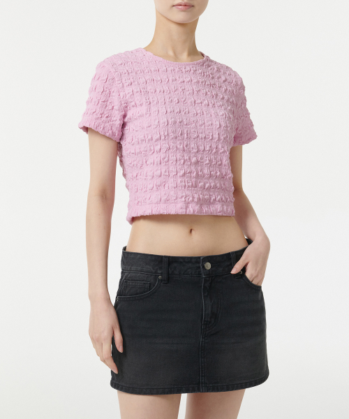 MUSINSA STANDARD WOMAN（ムシンサスタンダードウーマン）の「ウィメンズスモークドクロップTシャツ[ピンク]（Tシャツ/カットソー・レディース・その他・SMALL/MEDIUM/LARGE/X-SMALL）」の2枚目の写真
