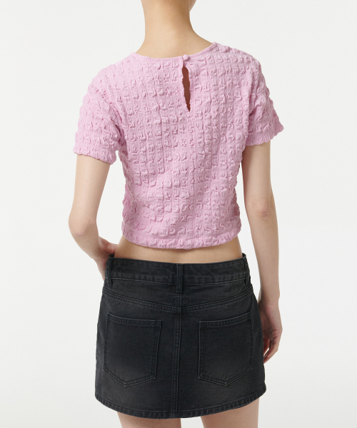 MUSINSA STANDARD WOMAN（ムシンサスタンダードウーマン）の「ウィメンズスモークドクロップTシャツ[ピンク]（Tシャツ/カットソー・レディース・その他・SMALL/MEDIUM/LARGE/X-SMALL）」の3枚目の写真