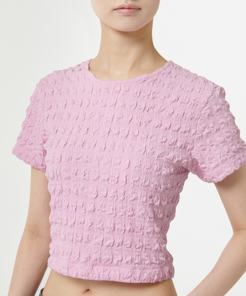 MUSINSA STANDARD WOMAN（ムシンサスタンダードウーマン）の「ウィメンズスモークドクロップTシャツ[ピンク]（Tシャツ/カットソー・レディース・その他・SMALL/MEDIUM/LARGE/X-SMALL）」の4枚目の写真