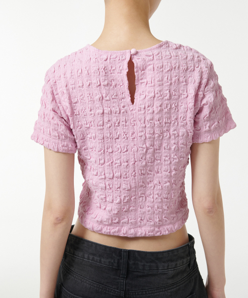 MUSINSA STANDARD WOMAN（ムシンサスタンダードウーマン）の「ウィメンズスモークドクロップTシャツ[ピンク]（Tシャツ/カットソー・レディース・その他・SMALL/MEDIUM/LARGE/X-SMALL）」の5枚目の写真