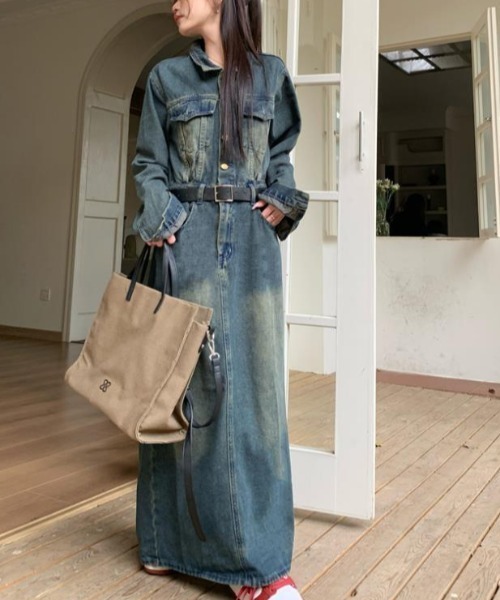 semplice(センプリチェ)の「デニムワンピ【韓国ファッション】(ワンピース・レディース・ブルー・XL/L/M/S)」の1枚目の写真
