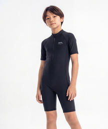 ZETES（ゼテス）の「男の子 スプラッシュ ディープブラック ジップアップ 半袖 5部 サバイバルスイミング オールインワン 水着 B1O664（水着）」