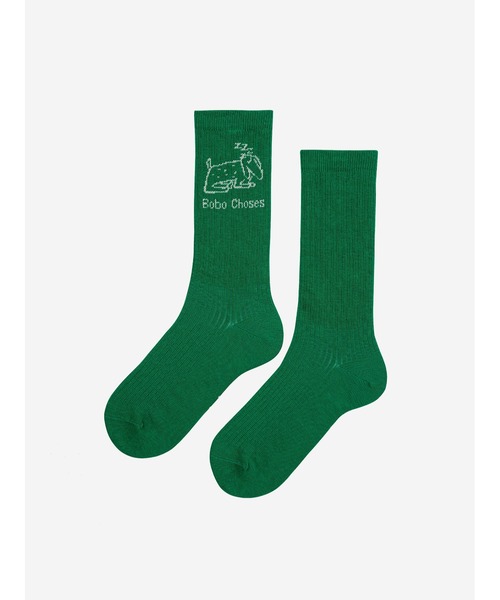 BOBO CHOSES（ボボショーズ）の「Lazy Dog long socks（ソックス/靴下・キッズ・グリーン・26-28/23-25/20-22/38-40/35-37/32-34/29-31）」の5枚目の写真