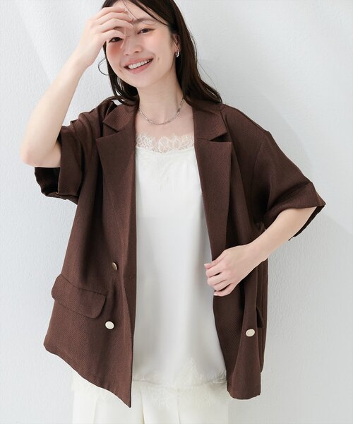 natural couture（ナチュラルクチュール）の「サテンレースキャミ（シャツ/ブラウス・レディース・ブラウン/ブラック/アイボリー・FREE）」の5枚目の写真