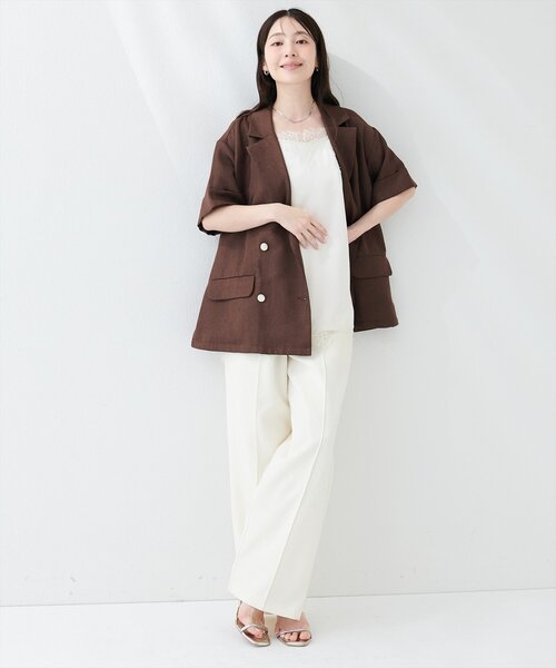 natural couture（ナチュラルクチュール）の「サテンレースキャミ（シャツ/ブラウス・レディース・ブラウン/ブラック/アイボリー・FREE）」の6枚目の写真