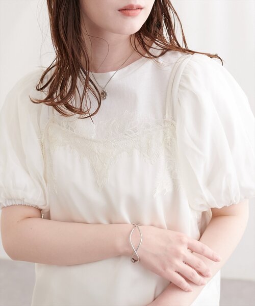 natural couture（ナチュラルクチュール）の「サテンレースキャミ（シャツ/ブラウス・レディース・ブラウン/ブラック/アイボリー・FREE）」の8枚目の写真