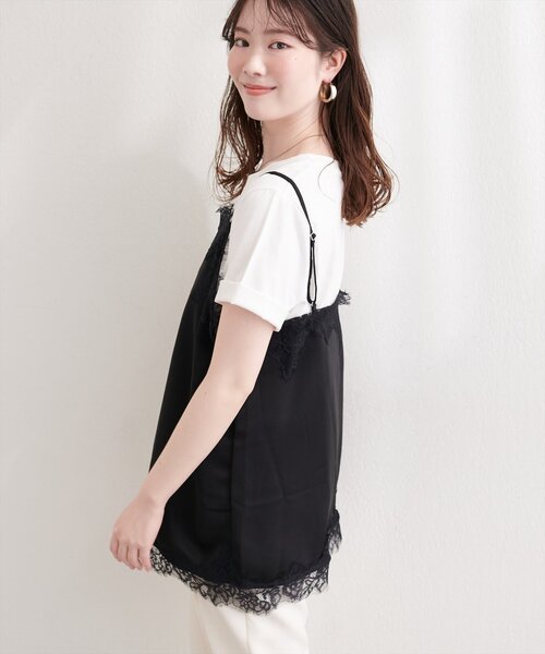 natural couture（ナチュラルクチュール）の「サテンレースキャミ（シャツ/ブラウス・レディース・ブラウン/ブラック/アイボリー・FREE）」の17枚目の写真