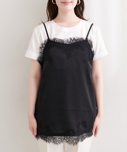 natural couture（ナチュラルクチュール）の「サテンレースキャミ（シャツ/ブラウス・レディース・ブラウン/ブラック/アイボリー・FREE）」の19枚目の写真