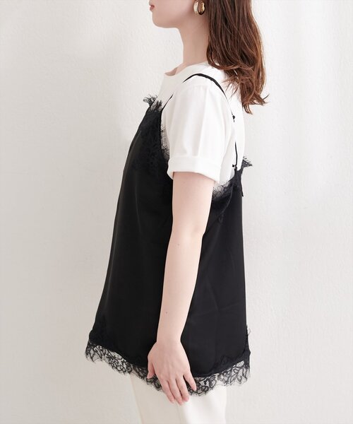 natural couture（ナチュラルクチュール）の「サテンレースキャミ（シャツ/ブラウス・レディース・ブラウン/ブラック/アイボリー・FREE）」の20枚目の写真
