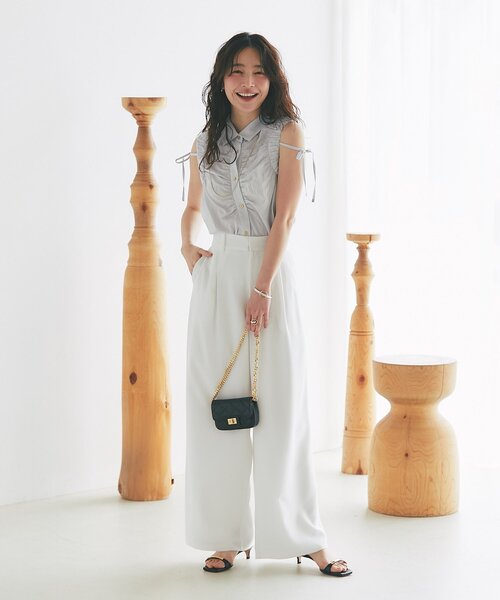 La boutique BonBon(ラブティックボンボン)の「【涼しくて美シルエット】ドライタッチワイドパンツ(その他パンツ・レディース・ピンク/ネイビー/ホワイト・38/36)」の7枚目の写真