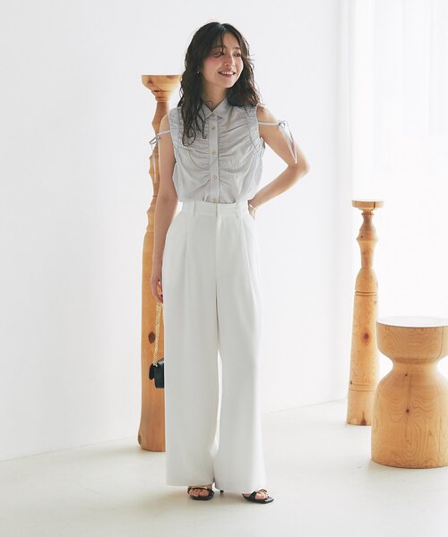 La boutique BonBon(ラブティックボンボン)の「【涼しくて美シルエット】ドライタッチワイドパンツ(その他パンツ・レディース・ピンク/ネイビー/ホワイト・38/36)」の8枚目の写真